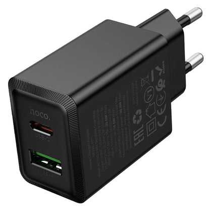 Polnilnik omrežja HOCO N71, 30W, 3A, 1 x USB-A - 1 x USB-C, črn