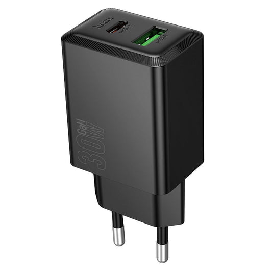 Polnilnik omrežja HOCO N71, 30W, 3A, 1 x USB-A - 1 x USB-C, črn