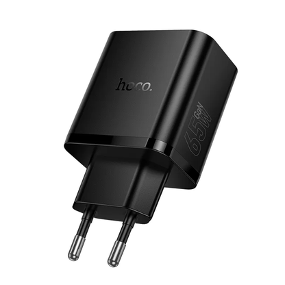 Polnilnik omrežja HOCO N75, 65W, 3A, 1 x USB-A - 2 x USB-C, črn