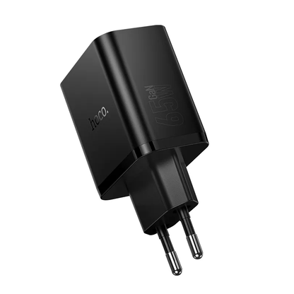 Polnilnik omrežja HOCO N75, 65W, 3A, 1 x USB-A - 2 x USB-C, črn