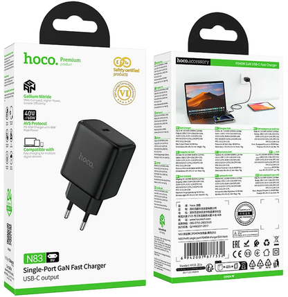 Omrežni polnilec HOCO N83, 40W, 3A, 1 x USB-C, Črn