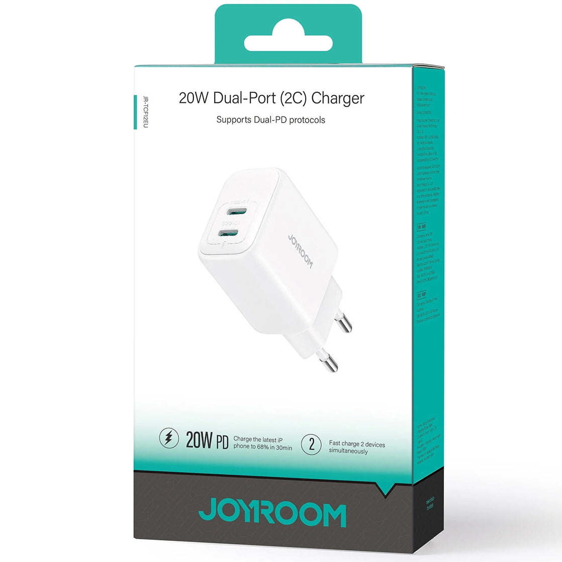 Polnilnik Joyroom JR-TCF12, 20W, 3A, 2 x USB-C, Bel