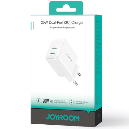 Polnilnik Joyroom JR-TCF12, 20W, 3A, 2 x USB-C, Bel