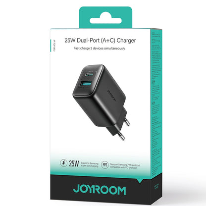 Polnilnik omrežja Joyroom JR-TCF13, 25W, 3A, 1 x USB-A - 1 x USB-C, črn