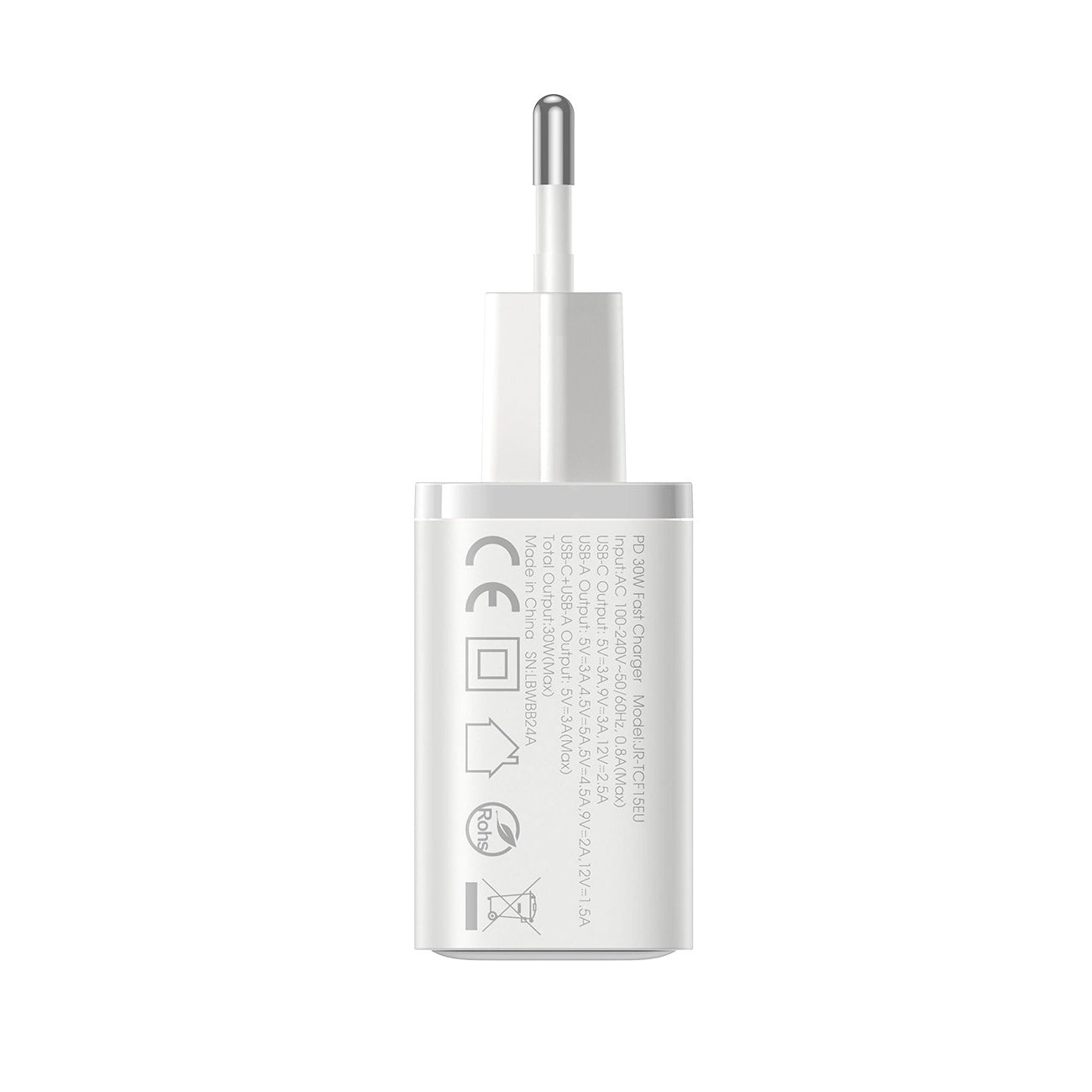 Polnilnik Joyroom JR-TCF15, 30W, 5A, 1 x USB-A - 1 x USB-C, Bel