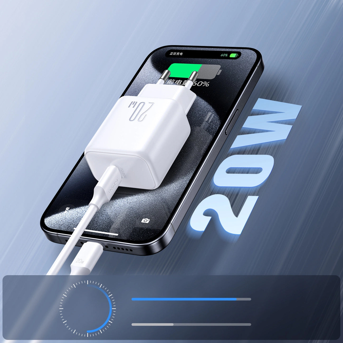 Polnilnik omrežja Joyroom JR-TCF20, 20W, 3A, 1 x USB-C, Bel