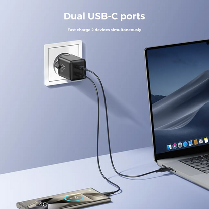 Polnilnik Joyroom JR-TCG17, 45W, 3A, 2 x USB-C, črn
