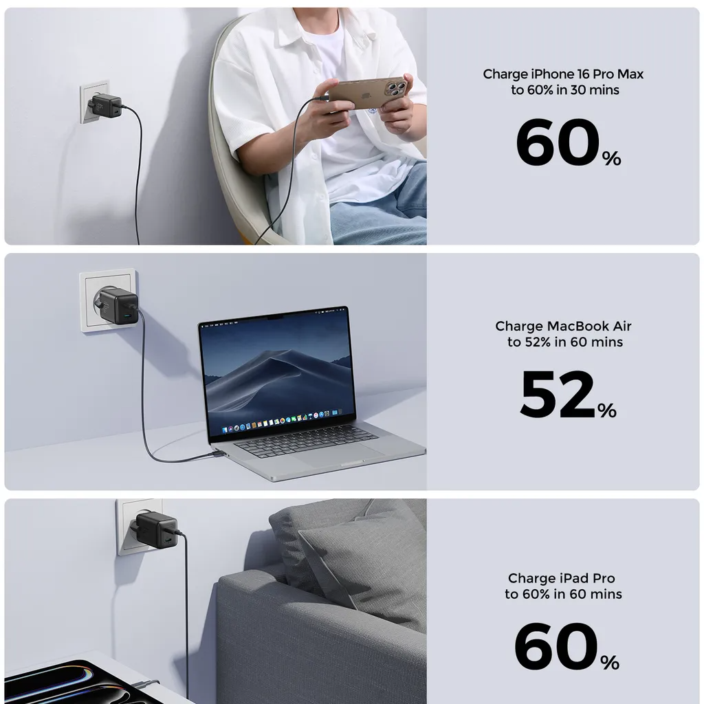 Polnilnik Joyroom JR-TCG17, 45W, 3A, 2 x USB-C, črn