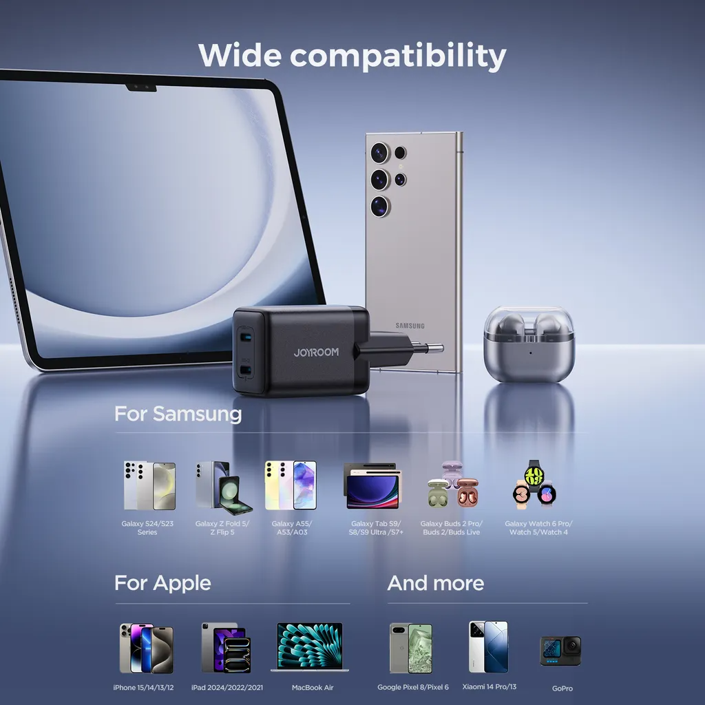 Polnilnik Joyroom JR-TCG17, 45W, 3A, 2 x USB-C, črn