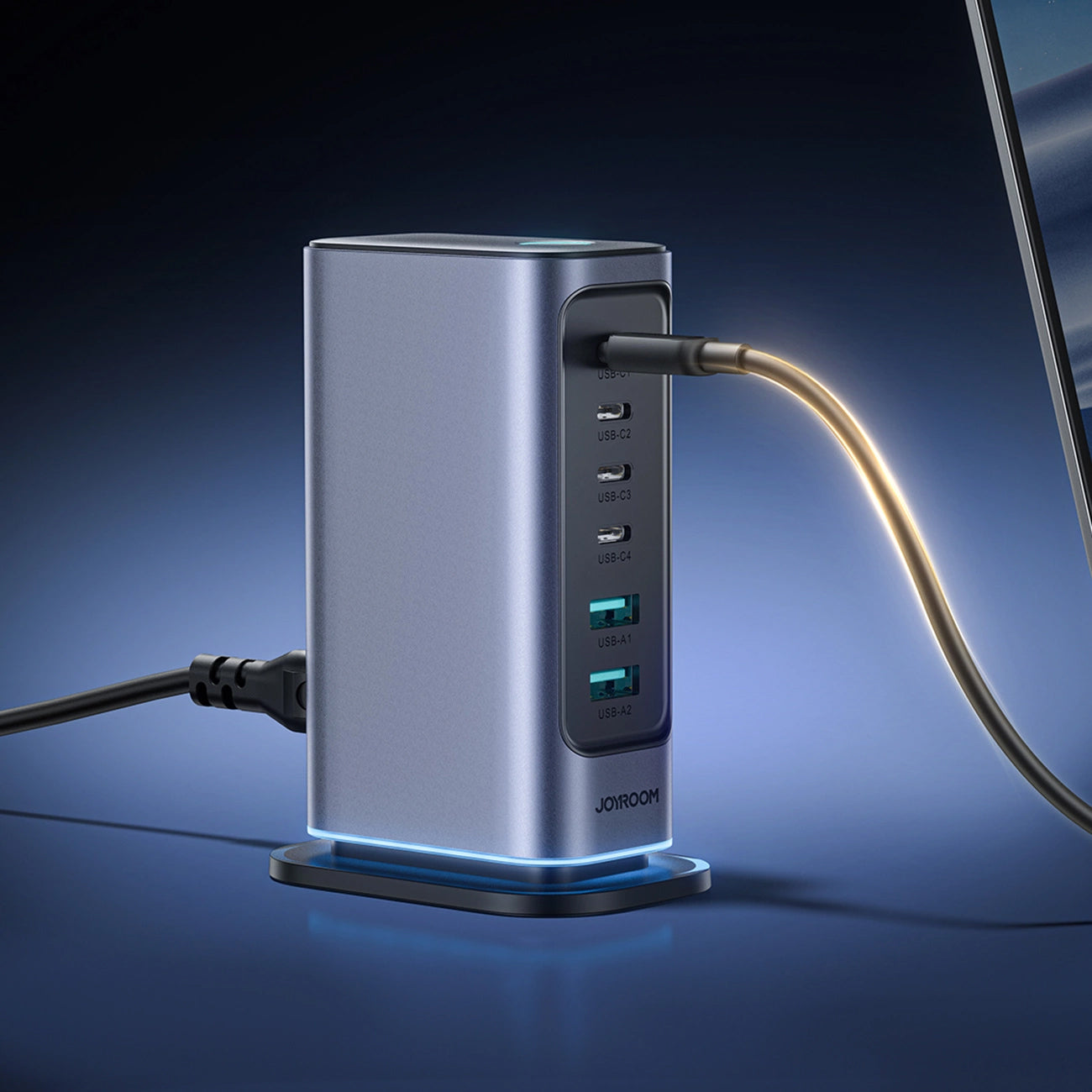 Polnilna postaja Joyroom JR-TCM02, 65W, 3.25A, 2 x USB-A - 4 x USB-C, Siva