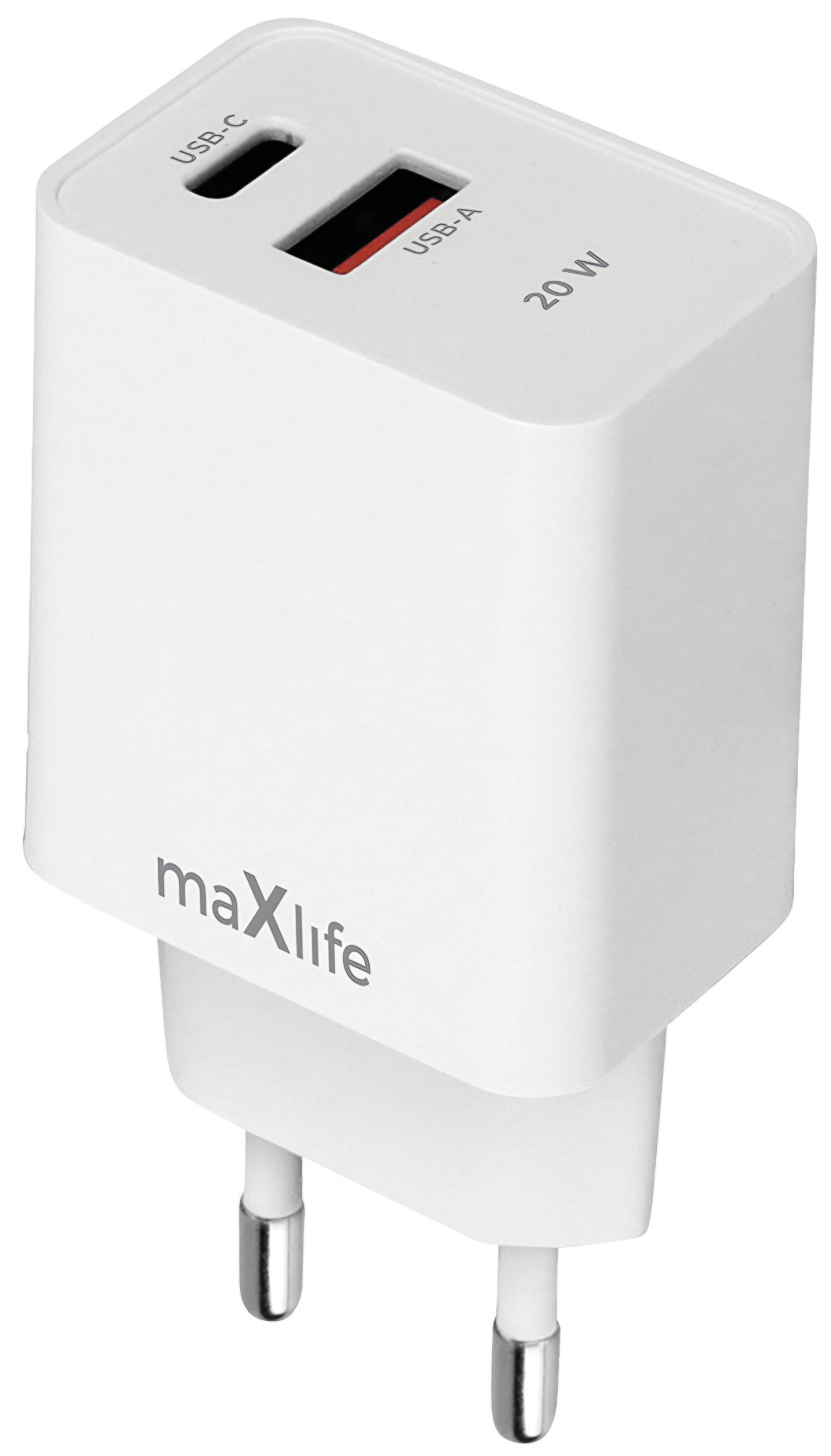 Polnilnik MaXlife MXTC-13-20AC, 20W, 3A, 1 x USB-A - 1 x USB-C, Bel