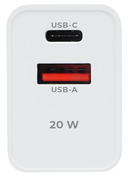 Polnilnik MaXlife MXTC-13-20AC, 20W, 3A, 1 x USB-A - 1 x USB-C, Bel
