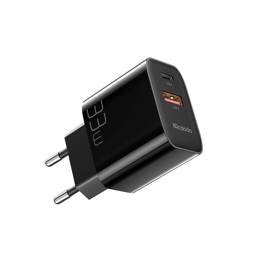 Polnilnik McDodo CH-0921, 33W, 3A, 1 x USB-A - 1 x USB-C, črn