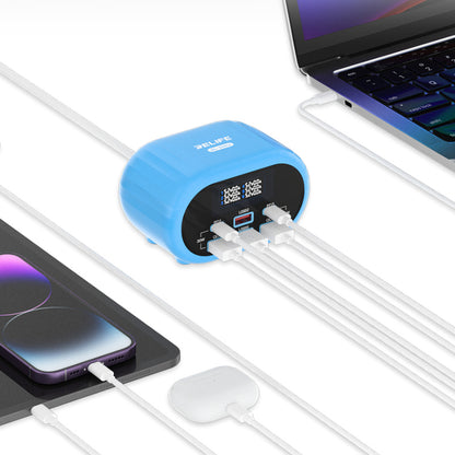 Polnilna postaja Relife RL-309U, 72W, 5A, 2 x USB-C - 4 x USB-A, Modra
