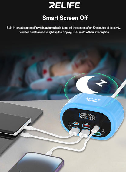 Polnilna postaja Relife RL-309U, 72W, 5A, 2 x USB-C - 4 x USB-A, Modra
