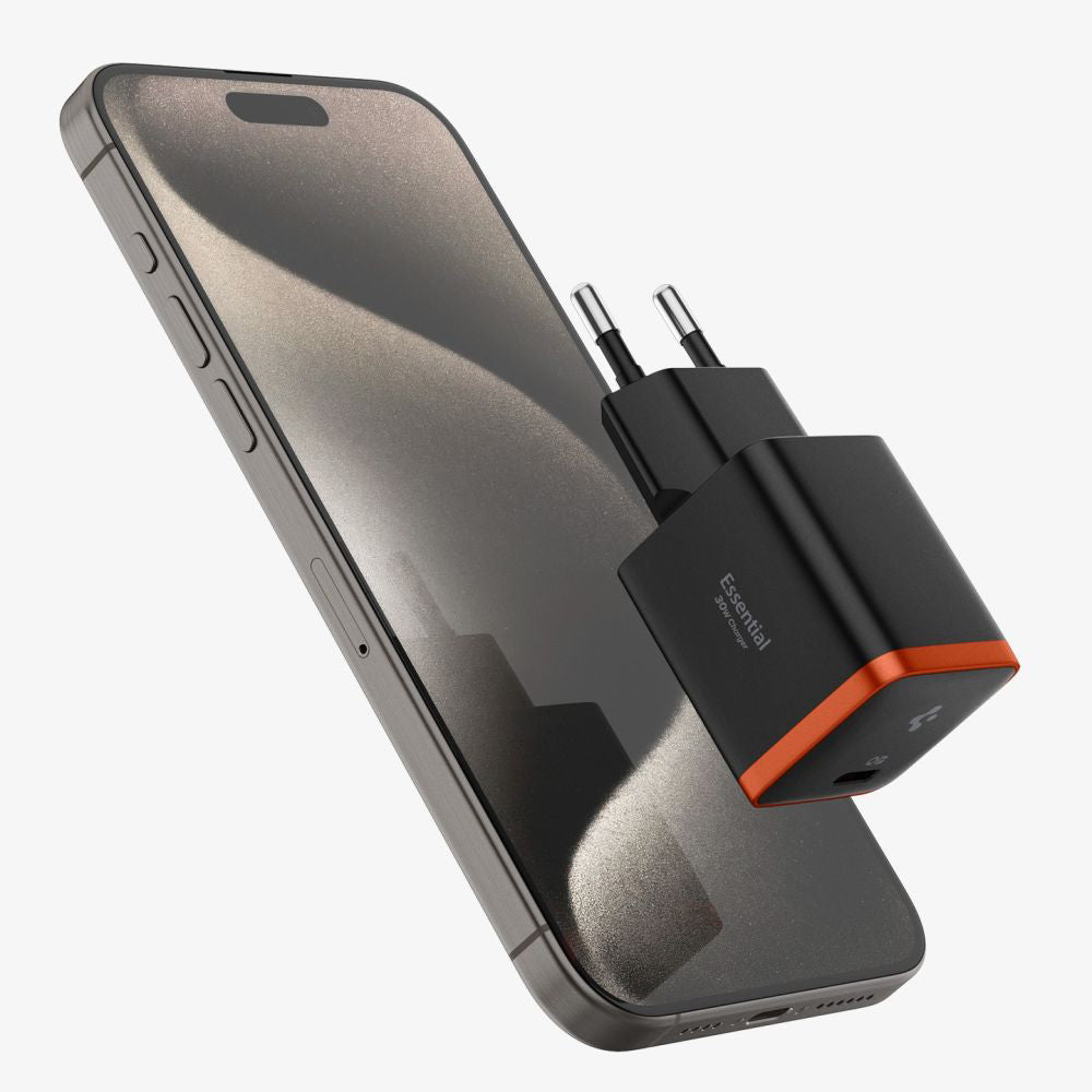 Omrežni polnilec Spigen EE301EU Essential, 30W, 3A, 1 x USB-C, Črn ACH08448