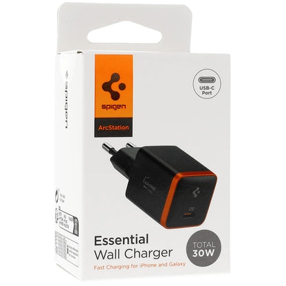 Omrežni polnilec Spigen EE301EU Essential, 30W, 3A, 1 x USB-C, Črn ACH08448