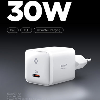 Polnilnik Spigen EE301EU Essential, 30W, 3A, 1 x USB-C, Bel ACH09492