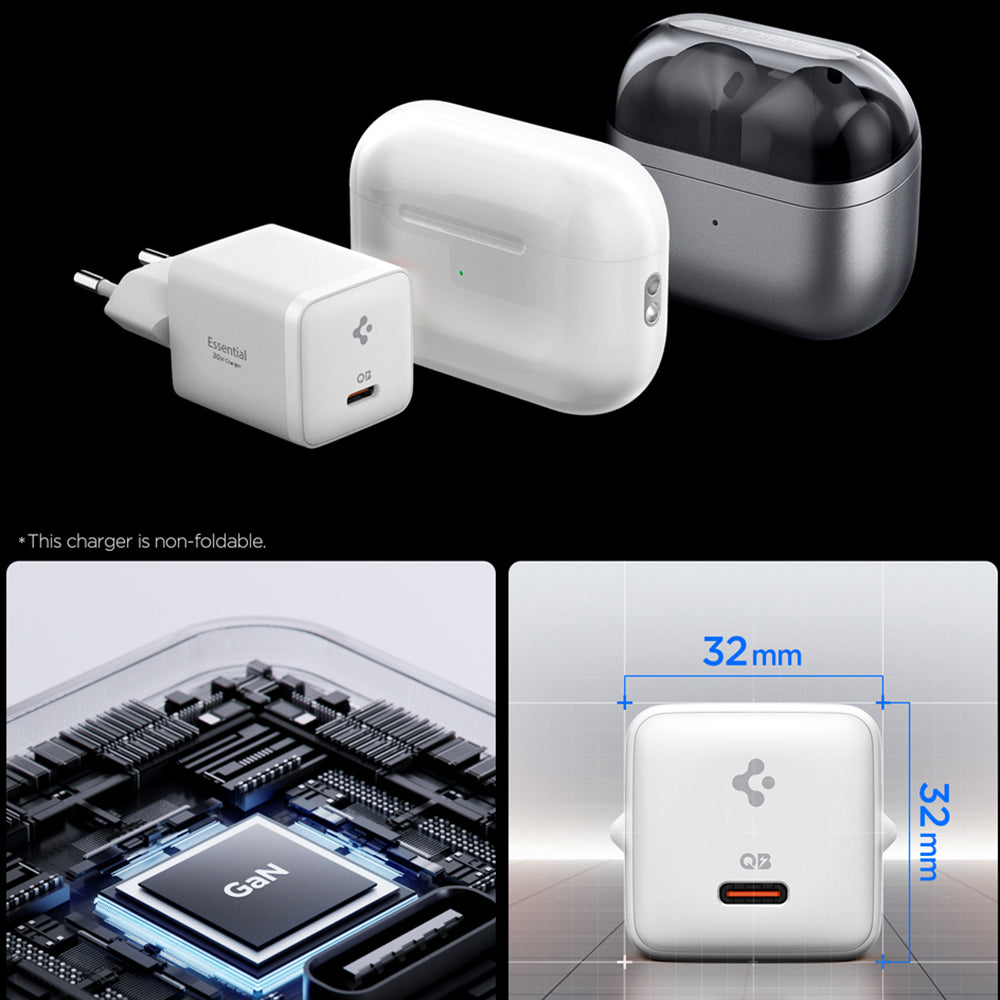 Polnilnik Spigen EE301EU Essential, 30W, 3A, 1 x USB-C, Bel ACH09492