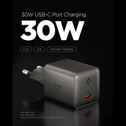 Omrežni polnilec Spigen EE301EU Essential, 30W, 3A, 1 x USB-C, Siva ACH10447