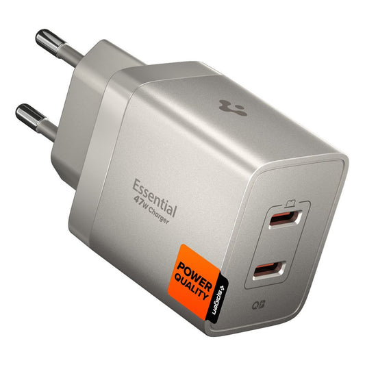 Omrežni polnilec Spigen EE472EU Essential, 47W, 3A, 2 x USB-C, Titan siva ACH10451