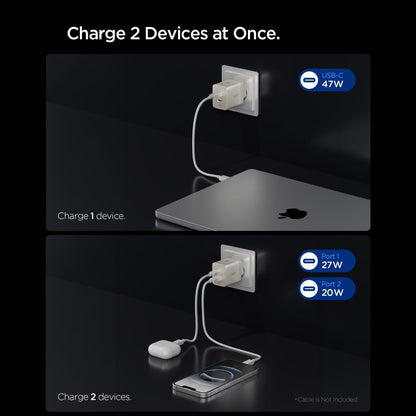 Omrežni polnilec Spigen EE472EU Essential, 47W, 3A, 2 x USB-C, Titan siva ACH10451