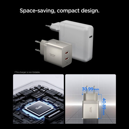Omrežni polnilec Spigen EE472EU Essential, 47W, 3A, 2 x USB-C, Titan siva ACH10451