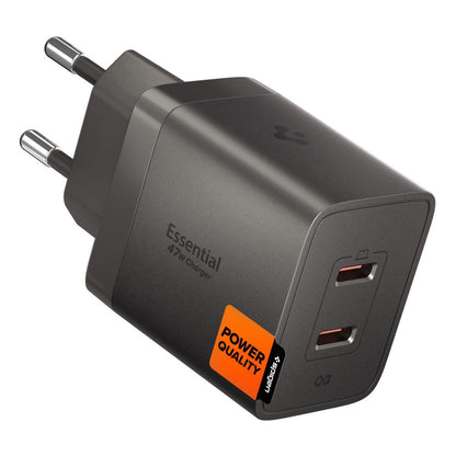 Omrežni polnilec Spigen EE472EU Essential, 47W, 3A, 2 x USB-C, Siva ACH10450