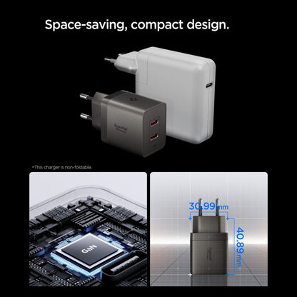 Omrežni polnilec Spigen EE472EU Essential, 47W, 3A, 2 x USB-C, Siva ACH10450