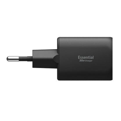 Polnilnik Spigen Essential, 35W, 3A, 1 x USB-A - 1 x USB-C, črn