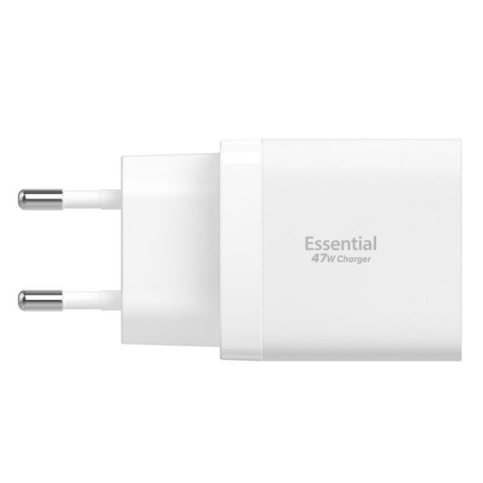 Polnilnik Spigen Essential, 47W, 3A, 2 x USB-C, Bel