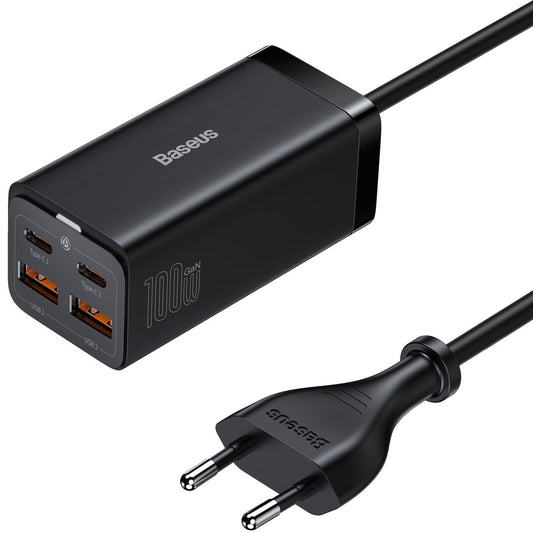 Polnilna postaja Baseus GaN3 Pro, 100W, 5A, 2 x USB-A - 2 x USB-C, Črna CCGP000101