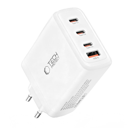 Polnilnik omrežja Tech-Protect NC120W-GAN, 120W, 5A, 1 x USB-A - 3 x USB-C, Bel
