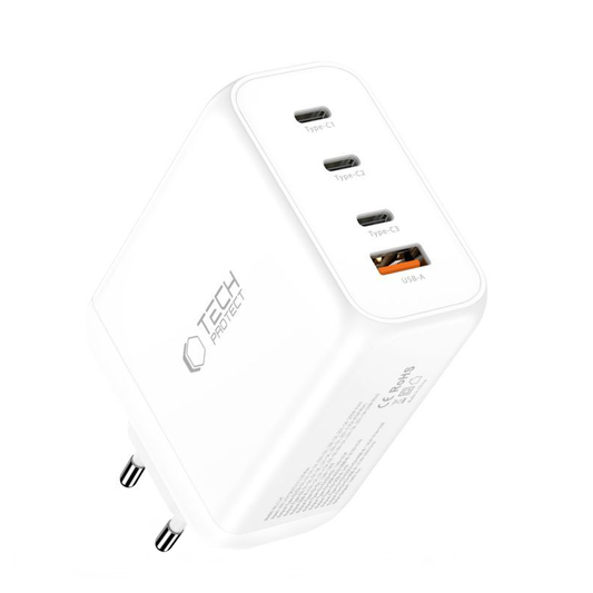 Tech-Protect NC200W-GAN Network Charger, 200W, 5A, 1 x USB-A - 3 x USB-C, White