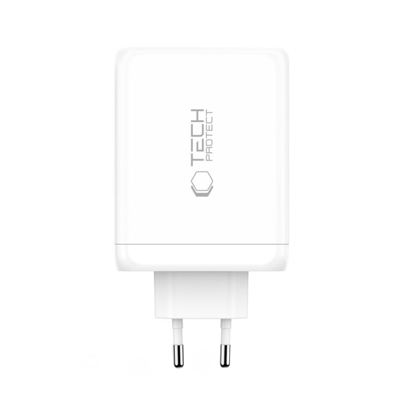 Polnilnik omrežja Tech-Protect NC200W-GAN, 200W, 5A, 1 x USB-A - 3 x USB-C, Bel