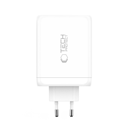 Polnilnik omrežja Tech-Protect NC200W-GAN, 200W, 5A, 1 x USB-A - 3 x USB-C, Bel