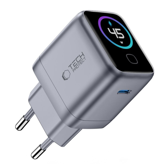 Omrežni polnilec Tech-Protect NC45W Display, 45W, 3A, 1 x USB-C, siva