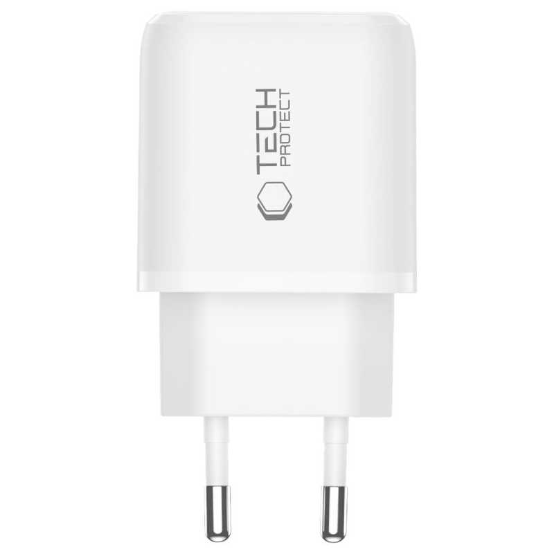 Polnilnik omrežja Tech-Protect NCA45W, 45W, 3A, 1 x USB-A - 1 x USB-C, Bel