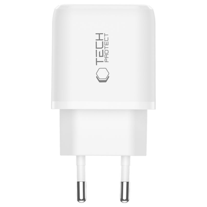 Polnilnik omrežja Tech-Protect NCA45W, 45W, 3A, 1 x USB-A - 1 x USB-C, Bel