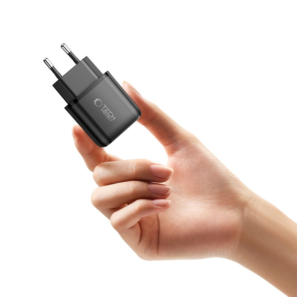 Polnilnik omrežja Tech-Protect NCA45W, 45W, 3A, 1 x USB-A - 1 x USB-C, Črn