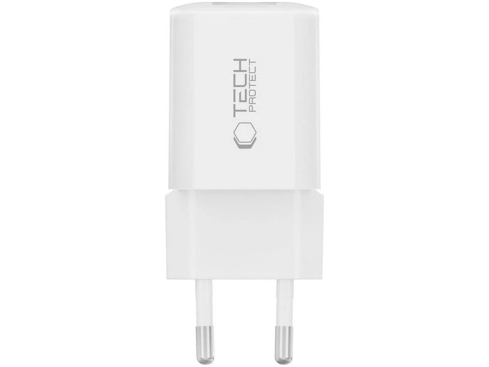 Polnilnik omrežja Tech-Protect NCM33W, 33W, 3A, 1 x USB-A - 1 x USB-C, Bel