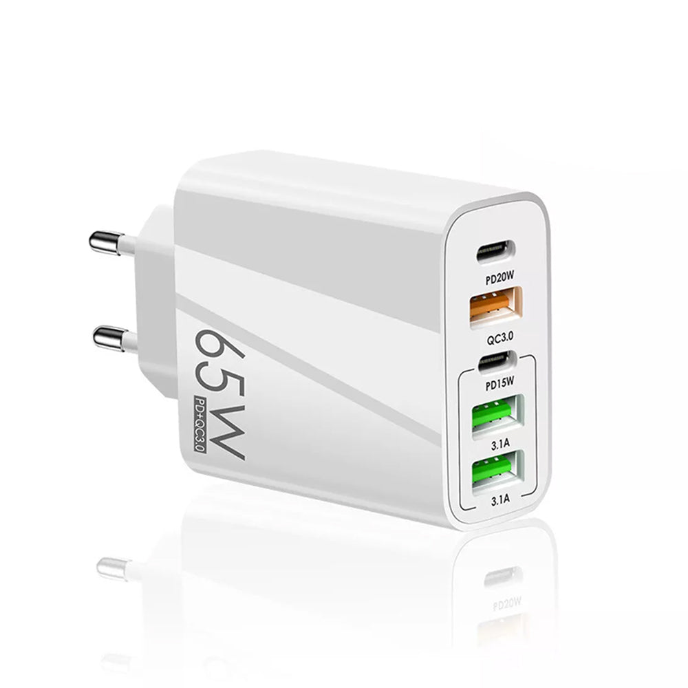 Polnilnik omrežja Techsuit CHC2 PentaXPower, 20W, 3A, 3 x USB-A - 2 x USB-C, Bel