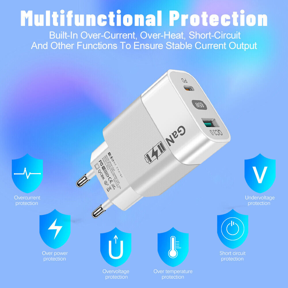 Omrežni polnilec Techsuit CHPD131, 65W, 3.25A, 1 x USB-A - 1 x USB-C, Bel