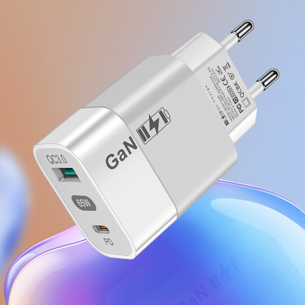 Omrežni polnilec Techsuit CHPD131, 65W, 3.25A, 1 x USB-A - 1 x USB-C, Bel