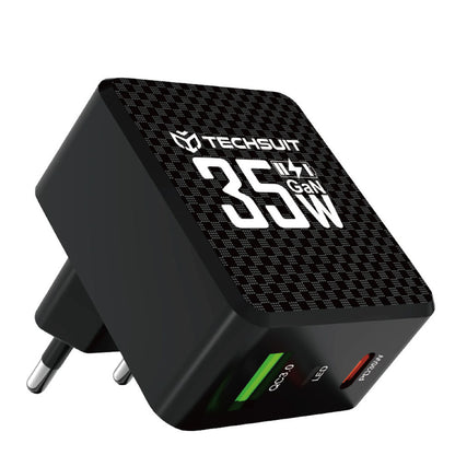 Omrežni polnilec Techsuit CHPD173 Tiny, 35W, 3A, 1 x USB-A - 1 x USB-C, črn