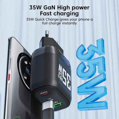 Polnilnik Techsuit CHPD174, 35W, 3A, 1 x USB-A - 1 x USB-C, bel