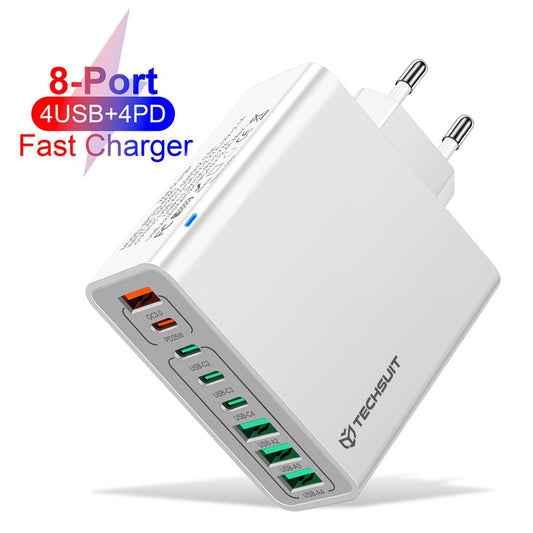 Polnilnik Techsuit CHPD224, 65W, 3.25A, 4 x USB-A - 4 x USB-C, Bel