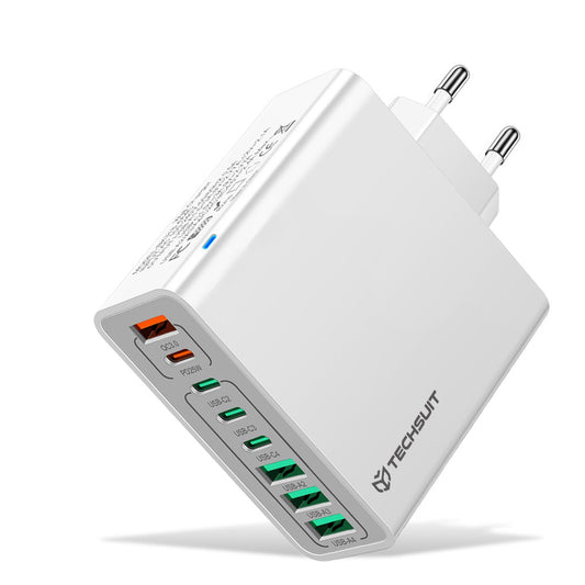 Polnilnik Techsuit CHPD224, 65W, 3.25A, 4 x USB-A - 4 x USB-C, Bel
