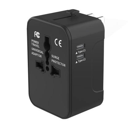 Polnilnik Techsuit HHT202-2C Travel, 15W, 3A, 2 x USB-C, črn