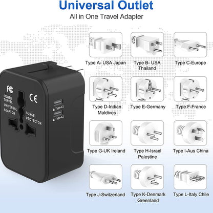 Polnilnik Techsuit HHT202-2C Travel, 15W, 3A, 2 x USB-C, črn